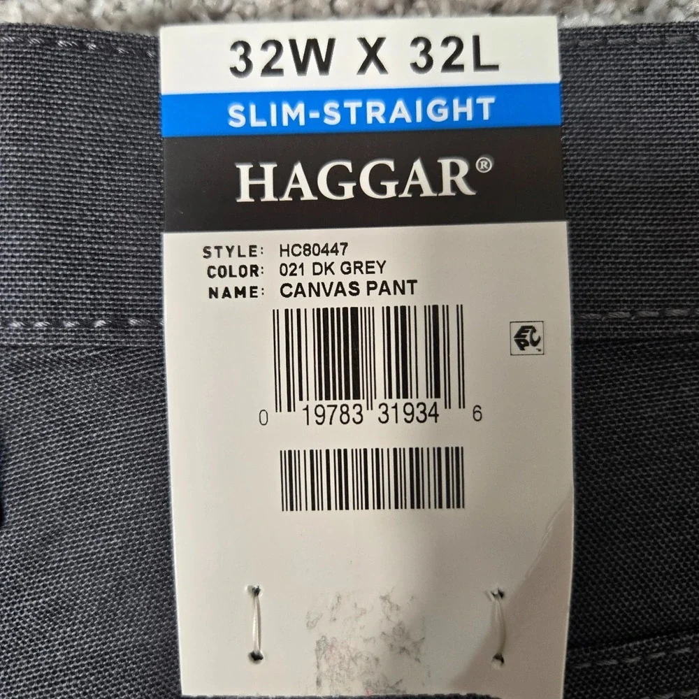 Haggar Men's 32X32 Active Series 365 Tru Temp Flex Slim canvas 5 pocket pant NEW